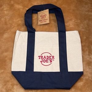 Trader Joe's Canvas Mini Tote Bag NAVY BLUE